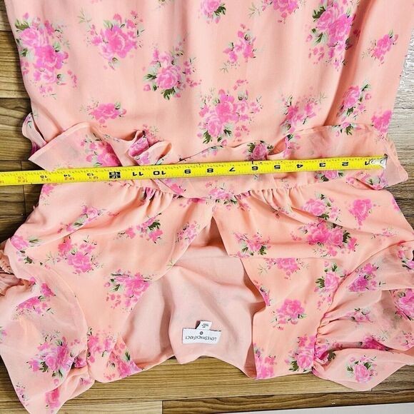 Love Shack Fancy Sz 10 Target Fleur Pink Floral Ruffled Midi Dress Boho 0834 - Picture 12 of 14